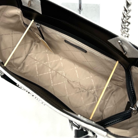 Michael Kors Large Jet Set Travel Chain Shoulder Bag Optic White Multi - Picture 10 of 11